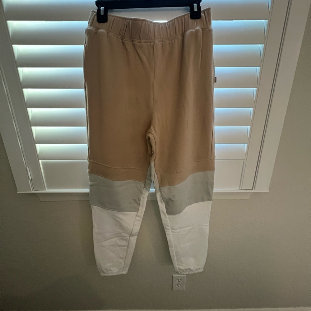 Tan and White Joggers